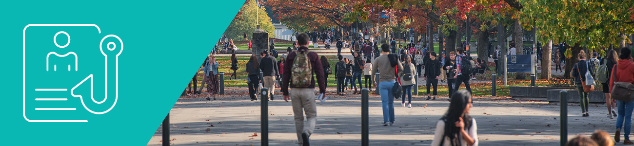 Pedestrians at Martha Piper Plaza