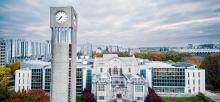 Aerial view of Irving K. Barber Learning Centre and clock tower